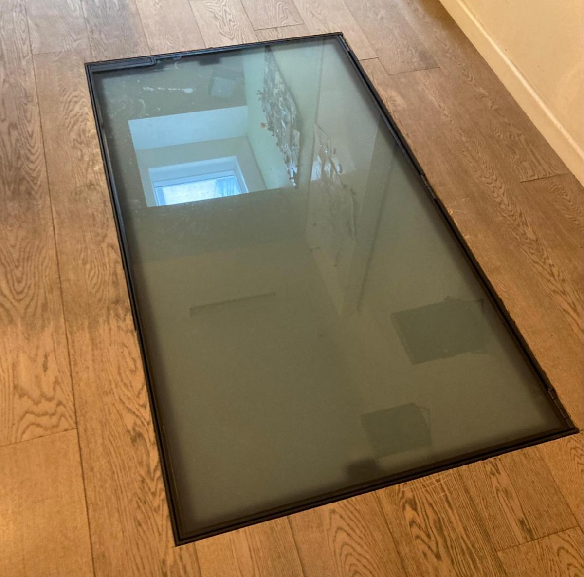 0035841 Kelderluik - Glas Opaal - Inox gelakt - Manueel - Binnen - Tochtdichting