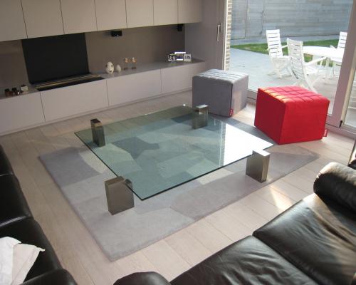 Table basse inox combiné en verre